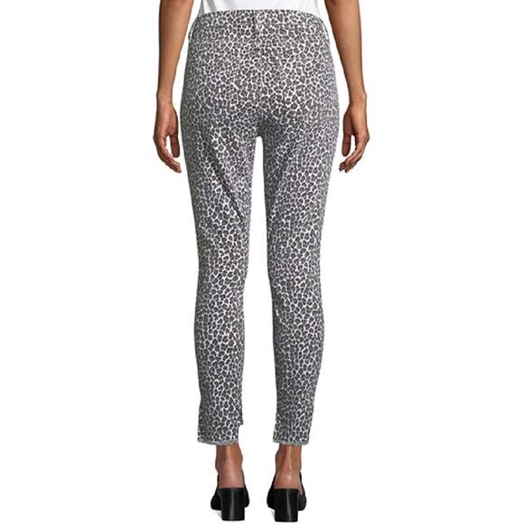 Current Elliott The Super High Waist Stiletto Snow Leopard Slit Step Hem Jeans - Picture 5 of 11